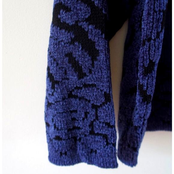 Vintage Chunky Chenille Sweater Womens XXL Blue 80s Grandpa Soft Grunge Indie - Picture 2 of 8